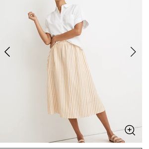 Madewell Smocked waist MIDI skirt in stripe XS